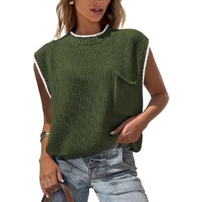 KIRUNDO Summer Sweater Vest Cap Sleeve Cotton Spring Tops for Women 2025 Casual Sleeveless Crewneck Ribbed Knit Tank Tops