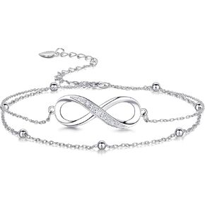 Bracelets for Women infinity bracelets for women 925 Sterling Silver Heart Cross Sunflower Infinity Pearls Charm Adjustable Bracelet Birthday Christams Jewelry Gift for Her Women