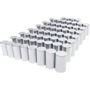 60 Pack Lug Nut Covers, 33mm by 3-1/2" Thread On Flat Top Cylinder Nut Cover Caps ABS Chrome Plastic Anti-Rust Screw-on Lug Nut Covers for Semi Trucks Trailers