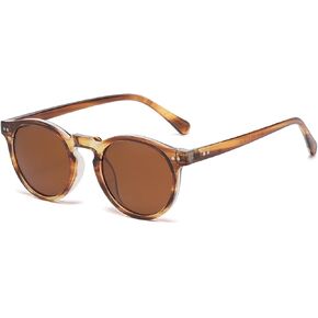 Gleyemor Fashion Polarized Round Sunglasses for Men Women Retro Vintage Acetate Frame Sunglasses