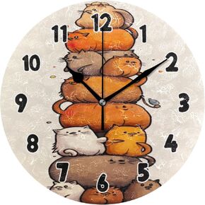 Highland Cow Sunflower Animal Clock Bathroom Kitchen Wall Clock for Girl Boy Non Ticking Quiet Easy to Read for Bedroom Decor 9.8 Inch Round Clock S0404724