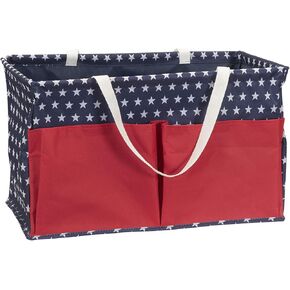 Household Essentials Krush Container All-Purpose Utility Tote, Water-Resistant Vinyl Lining with Pockets, Plaid
