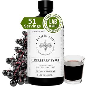 Elderberry Syrup by Elderlane - Elderberry Shots - Immune Support Supplement for Kids & Adults - Immune Boosters - Natural Immunity Booster - Made with Honey & Elderberries - Gluten-Free - 8.5 Fl Oz