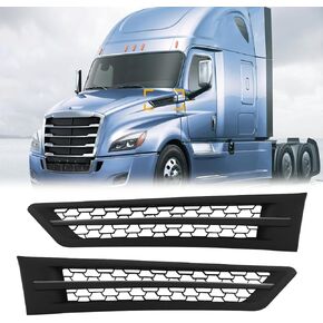 Left Black Cascadia Hood Side Grille Air Intake Vent Replacement with With Bug Screen for Freightliner Cascadia 2018+