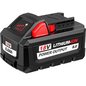 S SKSTYLE 8.0Ah Replacement Battery for Milwaukee M18 48-11-1880 18v 8.0 Ah Lithium-Ion Battery Pack (Compatible with All Milwaukee 18-Volt Cordless Power Tools)