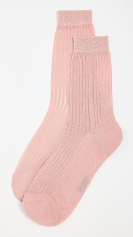 STEMS Women's Fine Ribbed Metallic Crew Socks in Kuwait