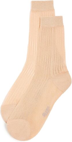STEMS Women's Fine Ribbed Metallic Crew Socks in Kuwait