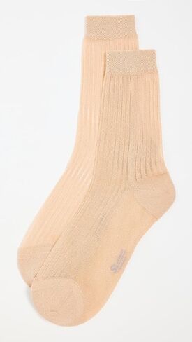 STEMS Women's Fine Ribbed Metallic Crew Socks in Kuwait