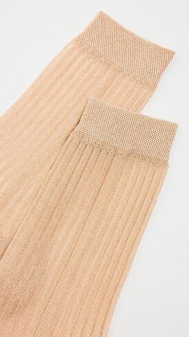 STEMS Women's Fine Ribbed Metallic Crew Socks in Kuwait