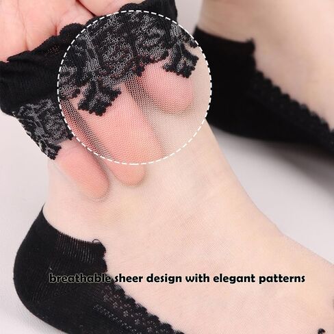 Cityelf 5 Pack Women Sheer Socks Summer Ruffle Thin Cool Socks See Through Silky Lace Ankle Cute Socks Stocking in Kuwait