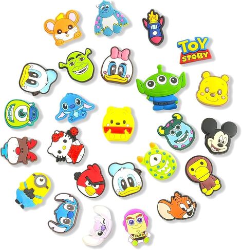 Addnkchn 20 50 100Pcs Random PVC Cartoon Bulk Shoe Charms and pins Decoration with Different Designs Shape for Girls,Boys and Adult Party Gift Shoe Decoration Charms in Saudi Arabia
