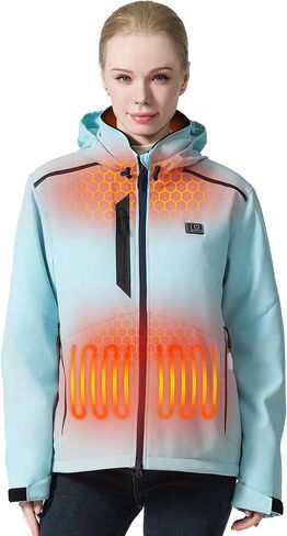 MIDIAN Heated Jacket for Women with Battery Pack Down Insulation 8 Heat Zones Soft Shell Foldable Hood Overheat Protection in Saudi Arabia