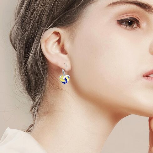 YFN Sports Jewelry Earrings 925 Sterling Silver Baseball Softball Basketball Rugby Football Tennis Volleyball Earrings for Women and Sports Fans Gifts in Saudi Arabia