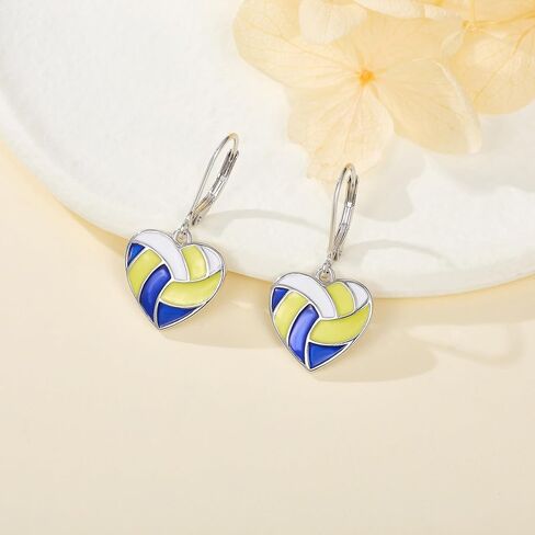 YFN Sports Jewelry Earrings 925 Sterling Silver Baseball Softball Basketball Rugby Football Tennis Volleyball Earrings for Women and Sports Fans Gifts in Saudi Arabia
