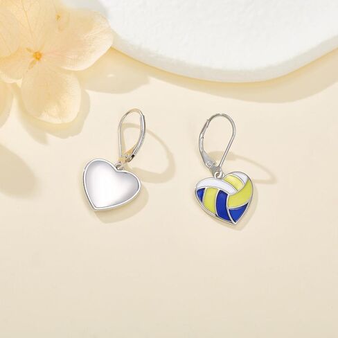 YFN Sports Jewelry Earrings 925 Sterling Silver Baseball Softball Basketball Rugby Football Tennis Volleyball Earrings for Women and Sports Fans Gifts in Saudi Arabia