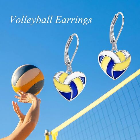YFN Sports Jewelry Earrings 925 Sterling Silver Baseball Softball Basketball Rugby Football Tennis Volleyball Earrings for Women and Sports Fans Gifts in Saudi Arabia