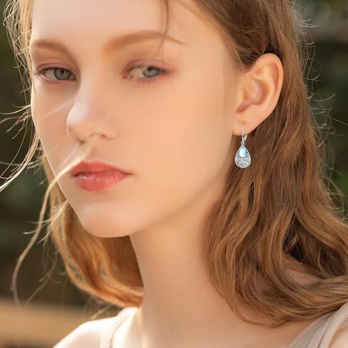 TOUPOP Dragonfly/Hummingbird/Butterfly Filigree Earrings 925 Sterling Silver Teardrop Abalone Shell Moonstone Leverback Earrings Jewelry Christmas Gifts for Women in Saudi Arabia