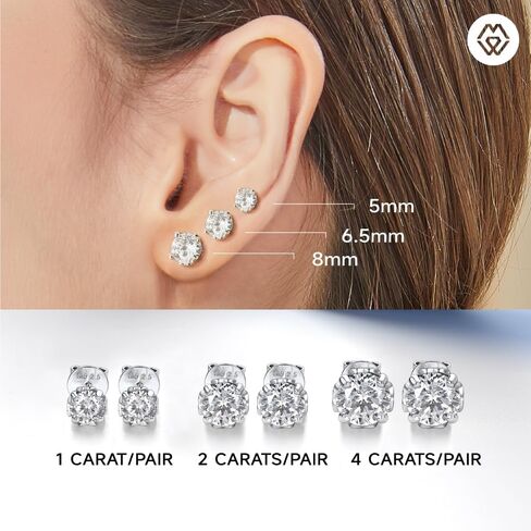 MomentWish Moissanite Earrings, Birthday Gifts for Her, Simulated Diamond Stud Earrings for Women, 925 Sterling Silver Studs Jewelry Gift for Anniversary Christmas in Kuwait