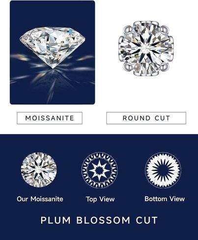 MomentWish Moissanite Earrings, Birthday Gifts for Her, Simulated Diamond Stud Earrings for Women, 925 Sterling Silver Studs Jewelry Gift for Anniversary Christmas in Kuwait