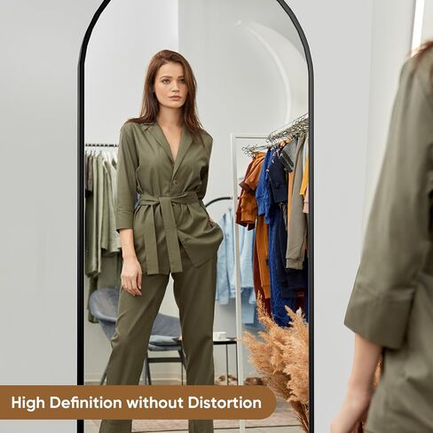 Full-Length Mirror 71"x26", Full-Body Floor Mirror with Stand, Hanging Wall-Mounted or Freestanding, Thin Aluminum Frame, Large Arch Mirror for Bedroom & Cloakroom in Saudi Arabia
