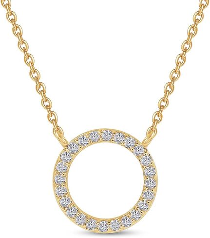 18K Gold Plated | Open Heart, Circle & Cross Moissanite Diamond Pendant Necklace, Cute Dainty Love Pendant Necklace Jewelry 16+2 Inch Extender in Saudi Arabia
