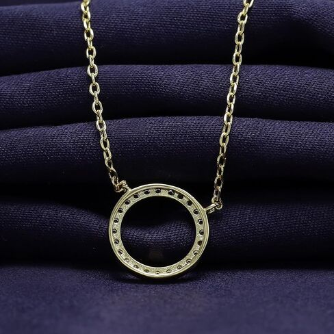 18K Gold Plated | Open Heart, Circle & Cross Moissanite Diamond Pendant Necklace, Cute Dainty Love Pendant Necklace Jewelry 16+2 Inch Extender in Saudi Arabia