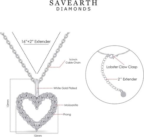 18K Gold Plated | Open Heart, Circle & Cross Moissanite Diamond Pendant Necklace, Cute Dainty Love Pendant Necklace Jewelry 16+2 Inch Extender in Saudi Arabia