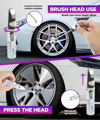 YAKEFLY Car Touch Up Paint Fill Pen,Two-In-One Car Wheel Scratch Fix Rim Touch Up Paint Rim Scratch Repair Pen,Car Rim Paint Pen Car Wheel Scratch Remove,Quick And Easy,Touch Up Paint for Cars Wheel (Silver) in Saudi Arabia