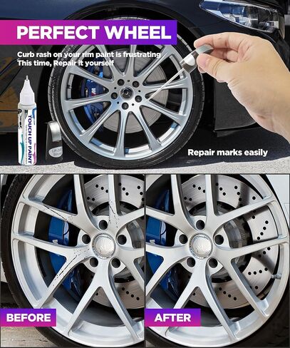 YAKEFLY Car Touch Up Paint Fill Pen,Two-In-One Car Wheel Scratch Fix Rim Touch Up Paint Rim Scratch Repair Pen,Car Rim Paint Pen Car Wheel Scratch Remove,Quick And Easy,Touch Up Paint for Cars Wheel (Silver) in Saudi Arabia