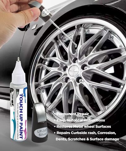 YAKEFLY Car Touch Up Paint Fill Pen,Two-In-One Car Wheel Scratch Fix Rim Touch Up Paint Rim Scratch Repair Pen,Car Rim Paint Pen Car Wheel Scratch Remove,Quick And Easy,Touch Up Paint for Cars Wheel (Silver) in Saudi Arabia