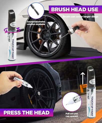قلم تعبئة الطلاء من YAKEFLY، قلم إصلاح الخدوش لعجلة السيارة اثنين في واحد، قلم إصلاح الخدوش لعجلة السيارة، قلم طلاء حافة السيارة لإزالة الخدوش من عجلة السيارة، سريع وسهل، طلاء لعجلة السيارات (فضي) in Kuwait