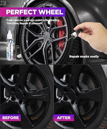 قلم تعبئة الطلاء من YAKEFLY، قلم إصلاح الخدوش لعجلة السيارة اثنين في واحد، قلم إصلاح الخدوش لعجلة السيارة، قلم طلاء حافة السيارة لإزالة الخدوش من عجلة السيارة، سريع وسهل، طلاء لعجلة السيارات (فضي) in Kuwait