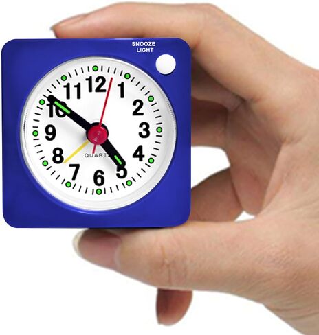 Mini Size Travel Alarm Clocks Bedside Non Ticking Battery Powered Small Clocks Silent Analog Clock for Bedroom Backpacking with Snooze and Nightlight in Saudi Arabia
