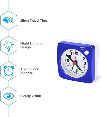 Mini Size Travel Alarm Clocks Bedside Non Ticking Battery Powered Small Clocks Silent Analog Clock for Bedroom Backpacking with Snooze and Nightlight in Saudi Arabia