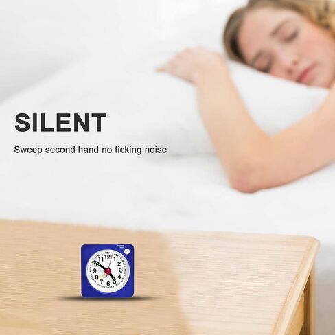 Mini Size Travel Alarm Clocks Bedside Non Ticking Battery Powered Small Clocks Silent Analog Clock for Bedroom Backpacking with Snooze and Nightlight in Saudi Arabia