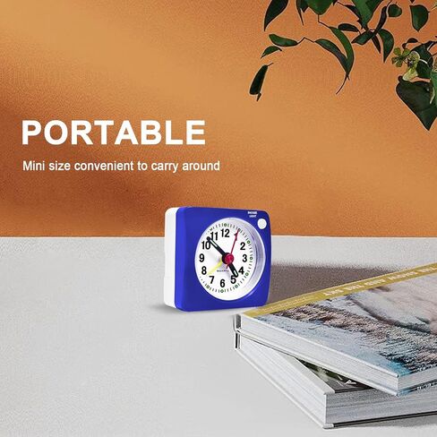 Mini Size Travel Alarm Clocks Bedside Non Ticking Battery Powered Small Clocks Silent Analog Clock for Bedroom Backpacking with Snooze and Nightlight in Saudi Arabia