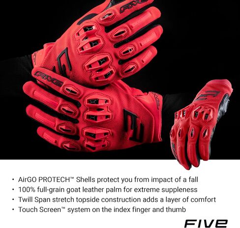 Stunt EVO 2 Motorcycle Gloves for Men - Riding Gloves for Motorcycle, Scooter and More, with AirgoProtech Shells, Black/Red in Saudi Arabia
