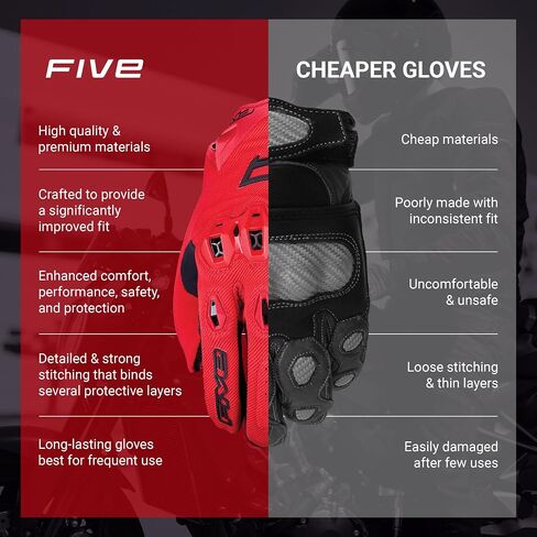 Stunt EVO 2 Motorcycle Gloves for Men - Riding Gloves for Motorcycle, Scooter and More, with AirgoProtech Shells, Black/Red in Saudi Arabia