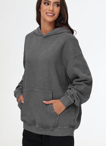 Chaos World Women Oversized Hoodies Acid Wash Pullover Vintage Hoodie Heavyweight Sweatshirt Streetwear in Kuwait