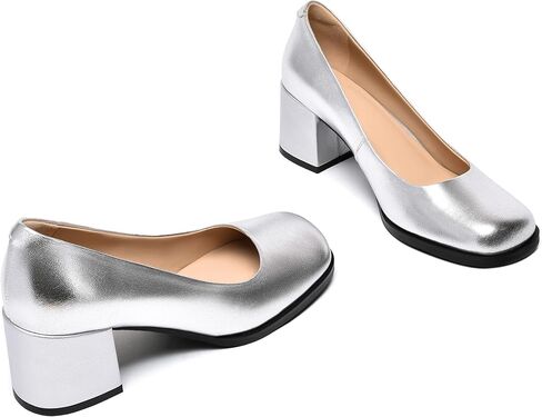 حذاء نسائي كاجوال من FEMSTEP سهل الارتداء من الجلد غير اللامع بمقدمة مربعة وكعب منخفض مكتنز مقاس 2.5 بوصة in Kuwait