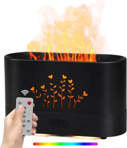 LOVME Upgraded RGB 300ML Flame Diffuser, Remote Control Flame Humidifier, fire Diffuser 300ML Capacity for Large Rooms, Ultra Quiet Air Diffuser for Home Office Aromatherapy Diffuser… in Saudi Arabia
