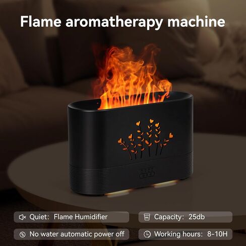 LOVME Upgraded RGB 300ML Flame Diffuser, Remote Control Flame Humidifier, fire Diffuser 300ML Capacity for Large Rooms, Ultra Quiet Air Diffuser for Home Office Aromatherapy Diffuser… in Saudi Arabia