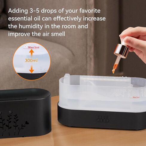 LOVME Upgraded RGB 300ML Flame Diffuser, Remote Control Flame Humidifier, fire Diffuser 300ML Capacity for Large Rooms, Ultra Quiet Air Diffuser for Home Office Aromatherapy Diffuser… in Saudi Arabia