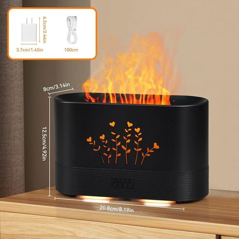 LOVME Upgraded RGB 300ML Flame Diffuser, Remote Control Flame Humidifier, fire Diffuser 300ML Capacity for Large Rooms, Ultra Quiet Air Diffuser for Home Office Aromatherapy Diffuser… in Saudi Arabia