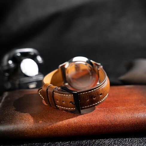 Quick Release Leather Watch Bands 14mm 16mm 18mm 19mm 20mm 21mm 22mm 24mm,Vintage Oil Wax-Tanned Leather Watch Straps Men's Watch Band Replacement Watch Strap for Men Women in Kuwait