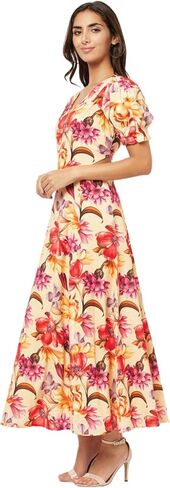 Women's 2024 Summer Mini Floral Dress, Half Sleeves Round Neck, Above Knee Casual & Party Wear Elegant Beach Dress in Saudi Arabia
