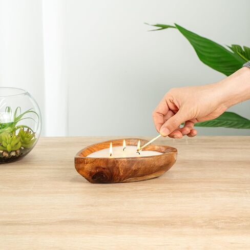 Restaurantware-Coco Casa 7.1 × 5.5 × 2 بوصة شمعة وعاء العجين من خشب القلب، 1 شمعة وعاء الخبز المصبوبة يدويًا - عطر الأناناس والبابايا، مزيج شمع مزدوج، شمعة معطرة بشمع الصويا، فتيل قطني in Saudi Arabia
