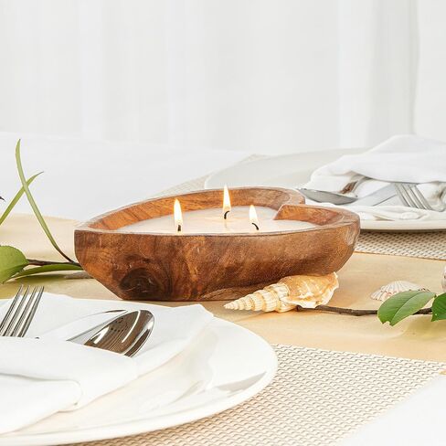 Restaurantware-Coco Casa 7.1 × 5.5 × 2 بوصة شمعة وعاء العجين من خشب القلب، 1 شمعة وعاء الخبز المصبوبة يدويًا - عطر الأناناس والبابايا، مزيج شمع مزدوج، شمعة معطرة بشمع الصويا، فتيل قطني in Saudi Arabia