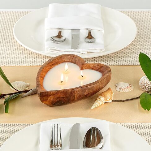 Restaurantware-Coco Casa 7.1 × 5.5 × 2 بوصة شمعة وعاء العجين من خشب القلب، 1 شمعة وعاء الخبز المصبوبة يدويًا - عطر الأناناس والبابايا، مزيج شمع مزدوج، شمعة معطرة بشمع الصويا، فتيل قطني in Saudi Arabia