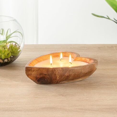Restaurantware-Coco Casa 7.1 x 5.5 x 2 Inch Heart Wood Dough Bowl Candle, 1 Hand Poured Bread Bowl Candle - Pineapple Papaya Fragrance, Double Wax Blend, Soy Wax Scented Candle, Cotton Wick in Saudi Arabia